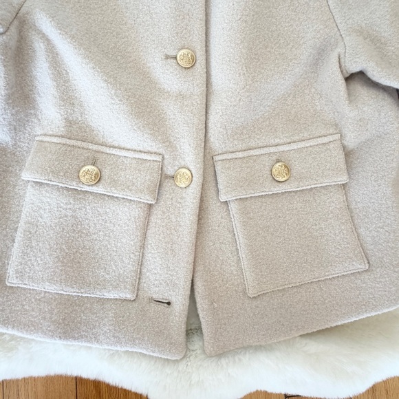 Quince 100% Merino Wool Collarless Cropped Jacket in Heather Bone size S - Picture 5 of 8